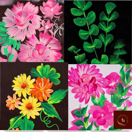 Four paintings of plants