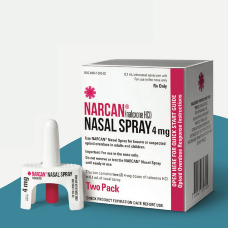 Photo of Narcan spray and box