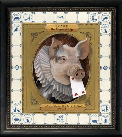 Pig with playing card