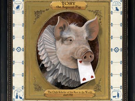 Pig with playing card