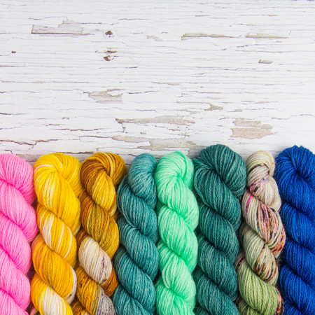 Colorful yarn skeins