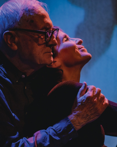 Two people looking up