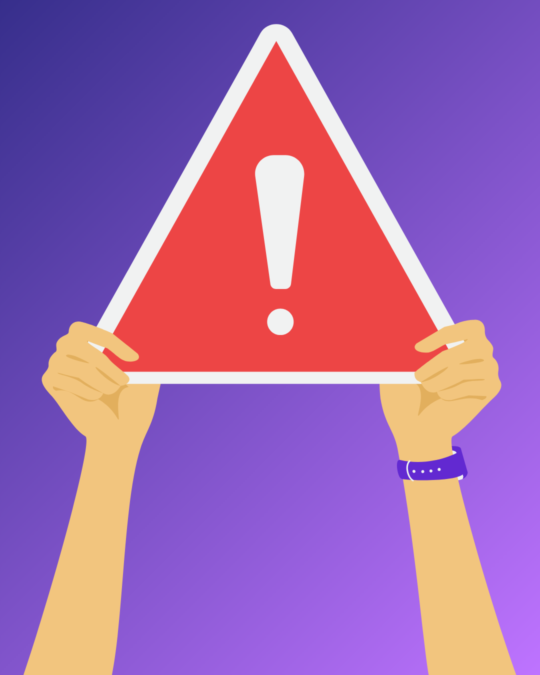 Hands holding a stop sign