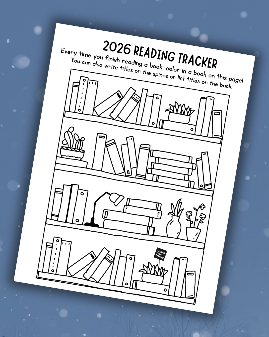 Reading tracker on a snowy background
